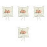 4 Pieces White Flower Pillow for Wedding